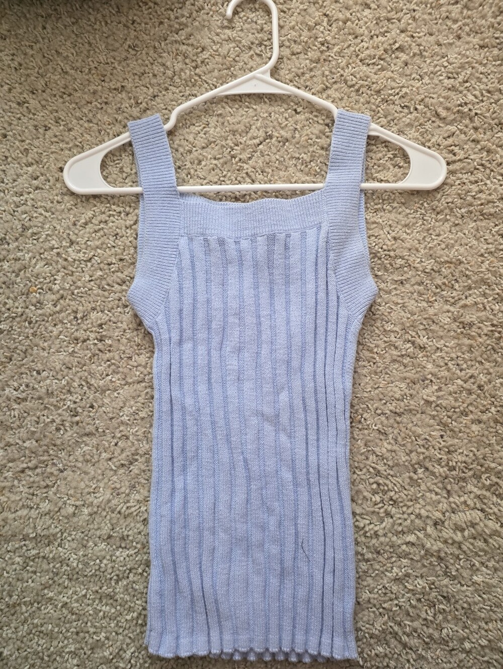 Loft Ribbed Sweater Tank Top In Light Blue, Size XXS